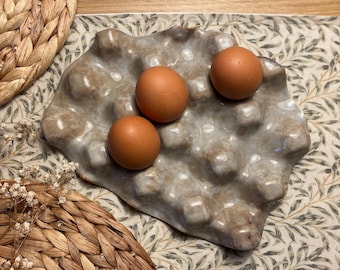 Handmade Ceramic Egg Tray Holder – Marbled Jupiter - 10 eggs -
