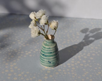 Tiny Blue Swirl Pottery Vase: Miniature Dollhouse Ceramic Pot