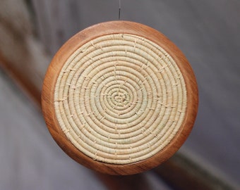 woven Plate Coaster wood framing, 25cm, geflochtener Telleruntersetzer