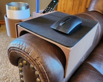 Recliner Mouse Pad Caddy: Armchair Organizer With Cup Holder