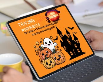 Halloween Alphabet Tracing Worksheets A-Z / ABC Halloween Tracing ...