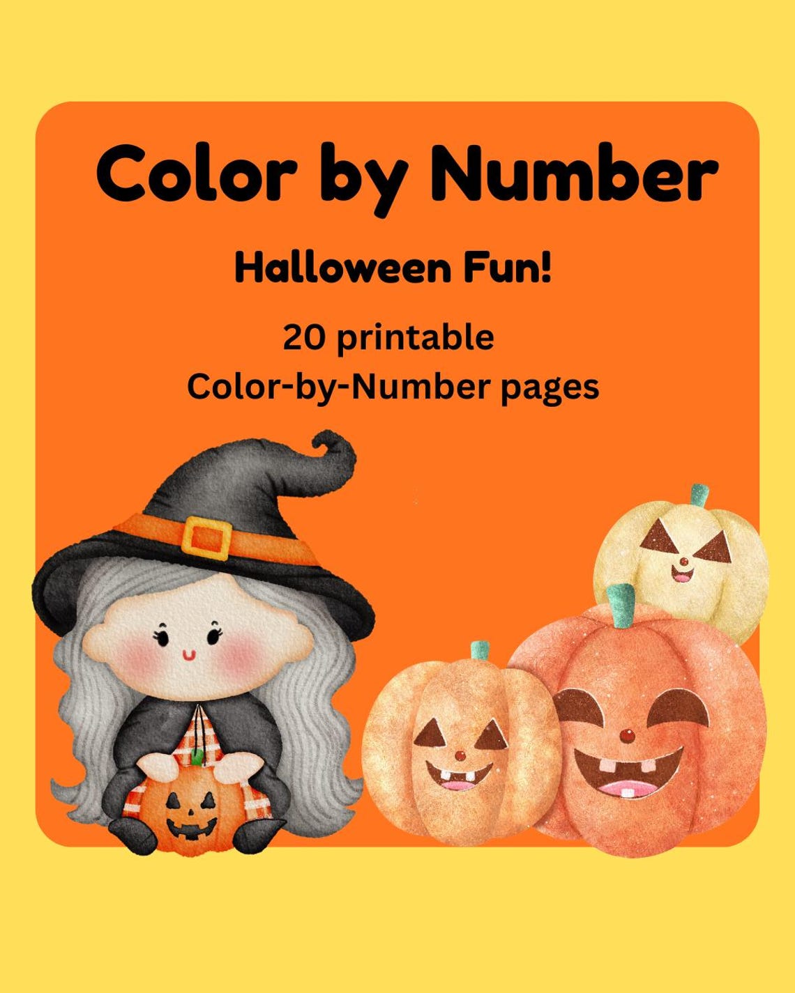 Halloween Color by Number: 20 Fun Printable Pages (PDF) - Etsy
