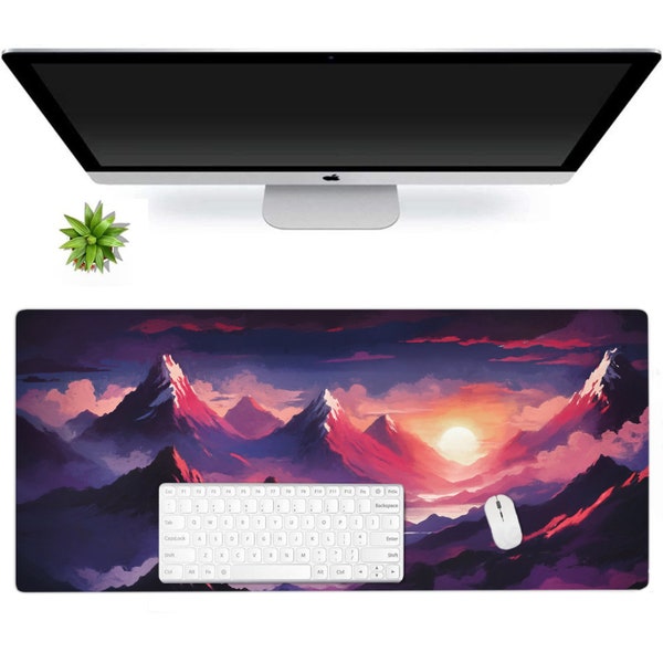 Sunset Mountain Gaming Mouse Pad - Large Gaming Mousepad - Epic Mountain Scenery - Game Table Decor - Aesthetic Desk Mat - Mousepad