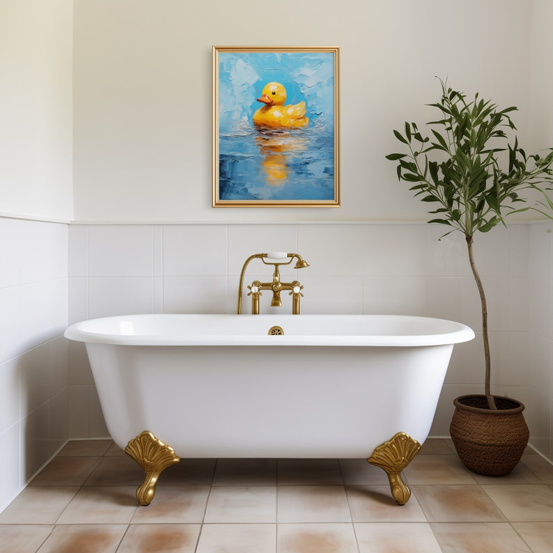 Cute Duck Digital Print - Kids Bathroom Wall Art - Modern Apartment ...