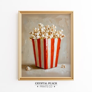 Retro Popcorn Digital Print - Modern Apartment Wall Art - Funky Dinning Room Decors - Housewarming Gift - Rustic Farmhouse Kitchen Food Art