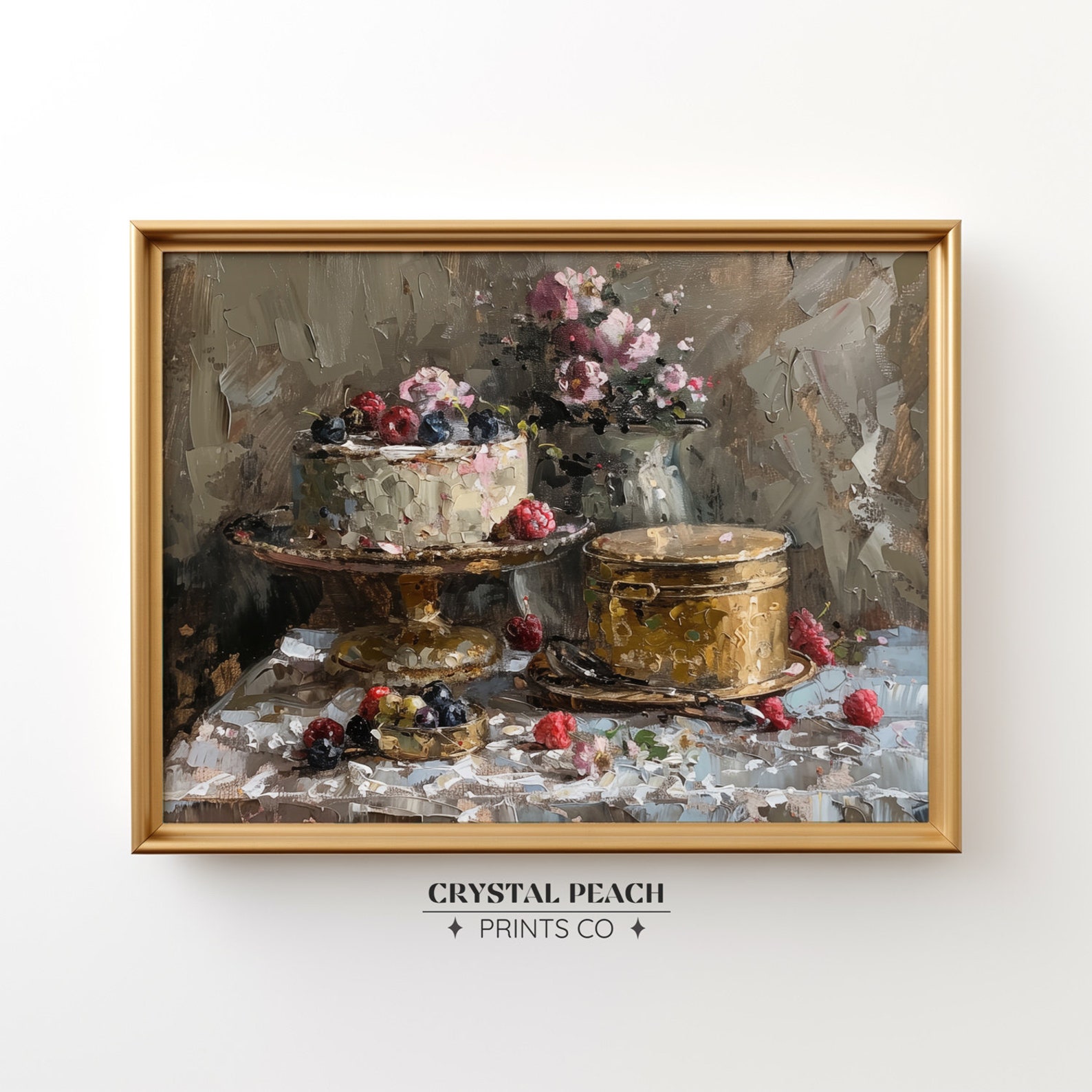 Antique Tin and Cake Still Life Digital Print - Dark Moody Rustic ...