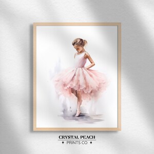 Watercolor Pink Ballerina Girl Digital Print - Instant Download Printable - Modern Kids Wall Art - Girl Bedroom Decoration - Kids Gift Idea