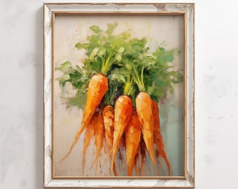 Carrots Digital Print -  Easter Home Decors - Vegetables Still Life Painting - Spring Kitchen Wall Art - Modern Farmhouse Dinning Room