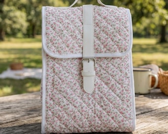 lunch bag insulated cooler tote floral quilted lunch box girl work school gift idea quilted food container tote adult meal picnic carrier