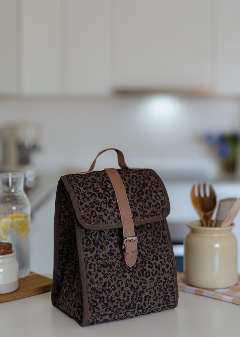 insulated cooler tote leopard lunch box girl