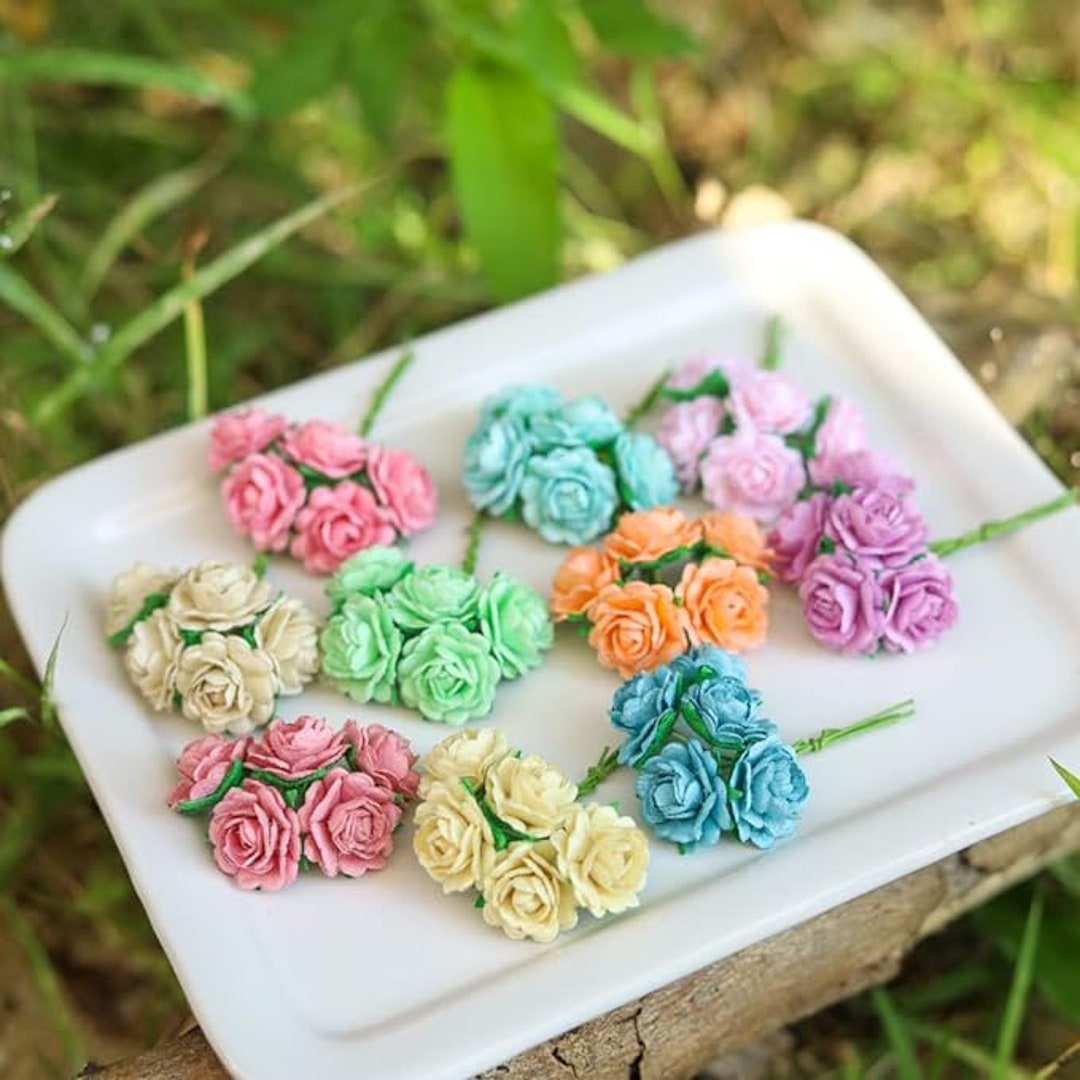 50 Small Roses Mulberry Paper Mulberry Roses Paper Flowers 10 - Etsy