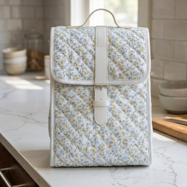lunch bag insulated cooler tote floral quilted lunch box girl work school gift idea quilted food container tote adult meal picnic carrier Bild 4