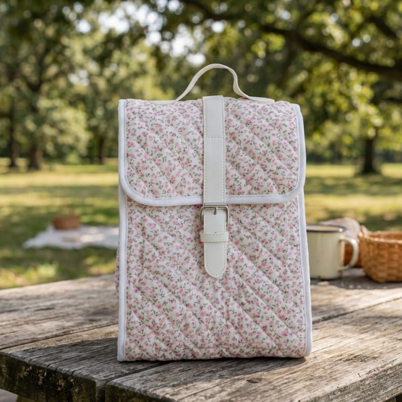 floral quilted insulated lunch bag tote