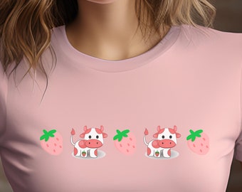 Strawberry Cow Shirt Strawberry T-shirt Strawberry Cow Strawberry Jam Strawberry Cow Sweatshirt Strawberry Cardigan Strawberry Sweater Lover