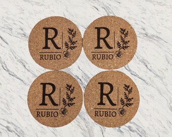 Family Name & Initial Cork Coaster Set