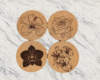 Cork Flower Coaster Set