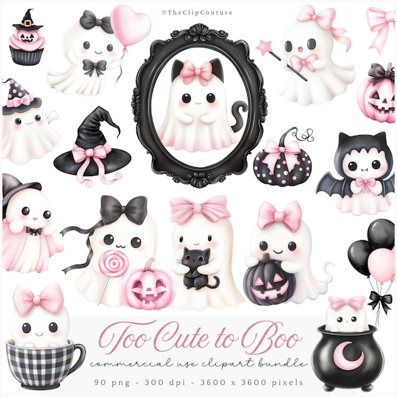 Cute Ghost Halloween Clipart, Pink Halloween Clipart, Pastel Watercolor Ghosts, Spooky Ghosts PNG, Kids Halloween, Cute Halloween Graphics