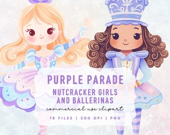 Purple Nutcracker Girl Clipart, Christmas Ballerina PNG (Digital Download)
