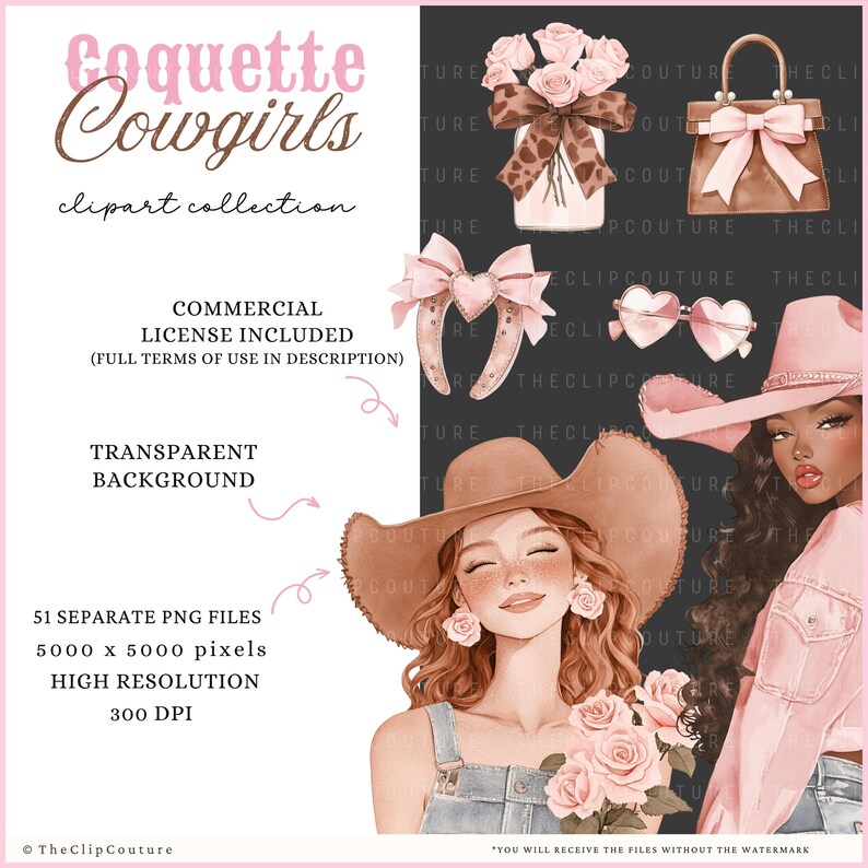 Western Coquette Cowgirl Clipart, Galentines PNG, Pink Cowgirl PNG, Coquette Western PNG, Cowgirl Aesthetic, Cowboy Boots, Digital Download image 7