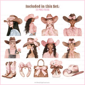 Western Coquette Cowgirl Clipart, Galentines PNG, Pink Cowgirl PNG, Coquette Western PNG, Cowgirl Aesthetic, Cowboy Boots, Digital Download image 4