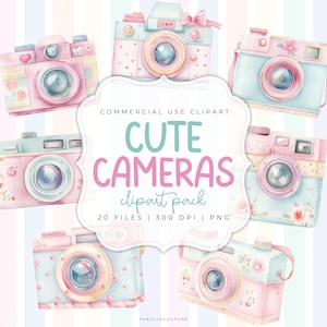 Clipart di macchine fotografiche d'epoca, PNG di macchine fotografiche ad acquerello retrò, Clipart di macchine fotografiche kawaii, PNG di macchine fotografiche a pellicola carine, macchina fotografica Polaroid, PNG di nostalgia anni '90