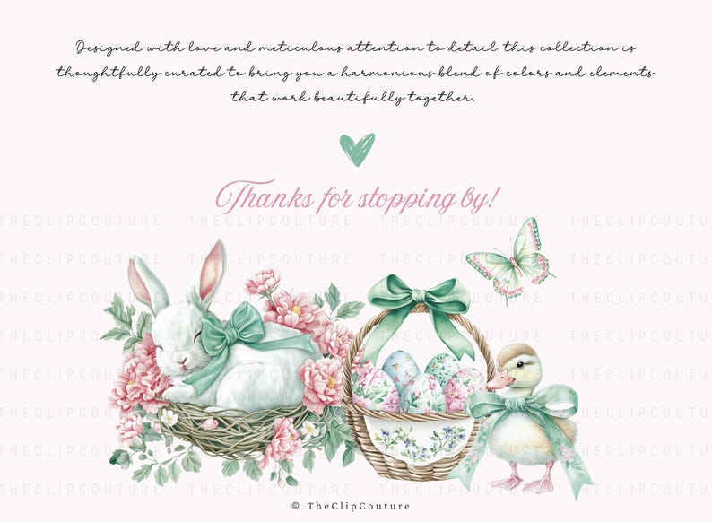 Green Easter Clipart, Spring Grandmillenial Easter PNG, Watercolor Spring Clipart, Toile Easter, Floral Easter PNG,Green Coquette Easter PNG image 8