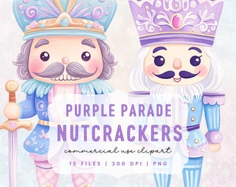 Purple Watercolor Nutcracker PNG Clipart, Christmas Graphics, Candy Xmas, Commercial License (Digital Download)