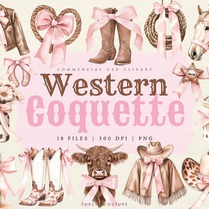 Coquete Ocidental PNG Clipart, Cowgirl Clipart, Country PNG, Coquette Cowgirl Estética, Botas de Cowboy Clipart, Chapéu de Cowgirl, Highland Cow PNG