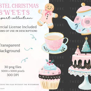 Pastel Christmas Clipart, Pink Christmas PNG, Sweets Clipart, Gingerbread Cookie, Christmas Cookie Clipart, Gingerbread Man,Preppy Christmas image 5