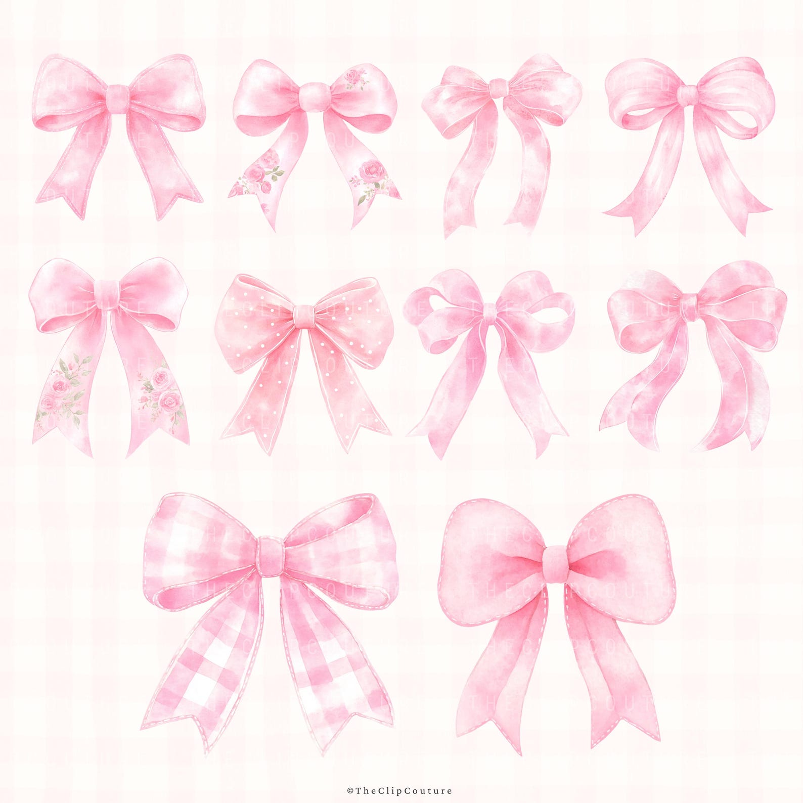 Watercolor Pink Bows Clipart, Coquette Ribbon PNG (digital Download) - Etsy