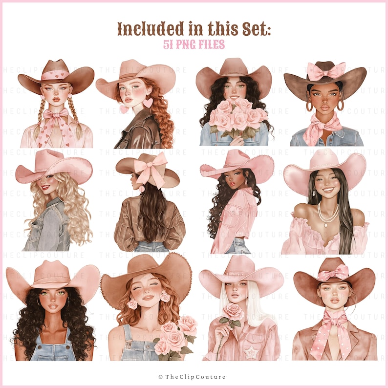Western Coquette Cowgirl Clipart, Galentines PNG, Pink Cowgirl PNG, Coquette Western PNG, Cowgirl Aesthetic, Cowboy Boots, Digital Download image 3