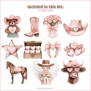 Western Coquette Cowgirl Clipart, Galentines PNG, Pink Cowgirl PNG, Coquette Western PNG, Cowgirl Aesthetic, Cowboy Boots, Digital Download image 6