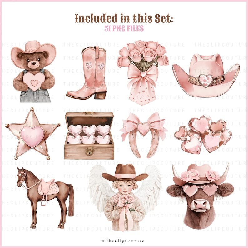 Western Coquette Cowgirl Clipart, Galentines PNG, Pink Cowgirl PNG, Coquette Western PNG, Cowgirl Aesthetic, Cowboy Boots, Digital Download image 6