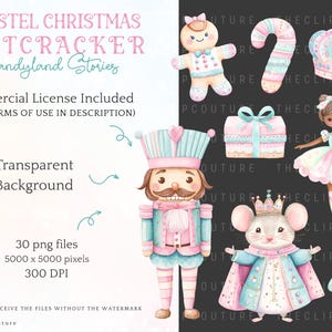 Nutcracker PNG Christmas Clipart, Candy Christmas Pastel Clipart, Nutcrackercore, Nutcracker Ballet PNG, Xmas Baby Shower Clipart image 7