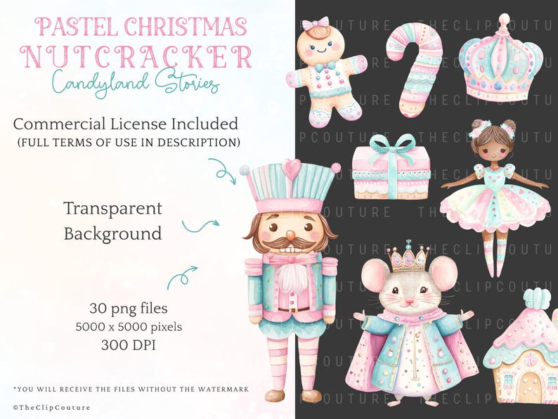 Nutcracker PNG Christmas Clipart, Candy Christmas Pastel Clipart, Nutcrackercore, Nutcracker Ballet PNG, Xmas Baby Shower Clipart image 7