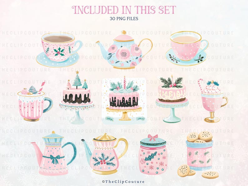 Pastel Christmas Clipart, Pink Christmas PNG, Sweets Clipart, Gingerbread Cookie, Christmas Cookie Clipart, Gingerbread Man,Preppy Christmas image 4