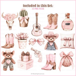 Western Coquette Cowgirl Clipart, Galentines PNG, Pink Cowgirl PNG, Coquette Western PNG, Cowgirl Aesthetic, Cowboy Boots, Digital Download image 5