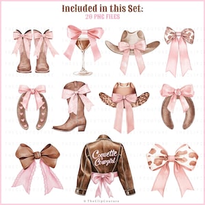 Western Coquette PNG Clipart, Coquette Cowgirl Clipart, Land PNG, Coquette Cowgirl Ästhetik, Cowboystiefel, Cowgirlhut, Highland Kuh PNG Bild 4