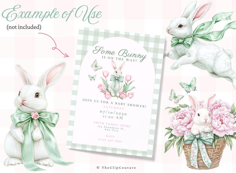 Green Easter Clipart, Spring Grandmillenial Easter PNG, Watercolor Spring Clipart, Toile Easter, Floral Easter PNG,Green Coquette Easter PNG image 6