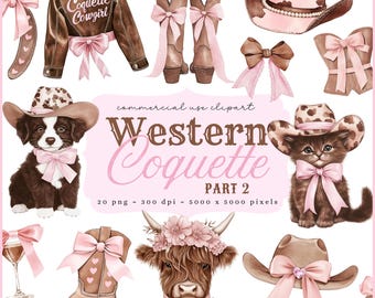 Grafika wektorowa: Western Coquette PNG, Grafika wektorowa: Coquette Cowgirl, Grafika wektorowa: Country PNG, Estetyka Coquette Cowgirl, Buty kowbojskie, Kapelusz kowbojki, Krowa szkocka PNG
