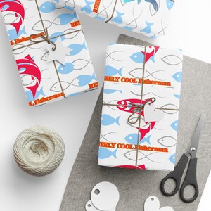 Fisherman Wrapping Papers, Fishing Gift Wrap, Nautical Present Packaging, Ocean Themed Gift Wrap, Sea Life Celebration Paper, Reely Cool