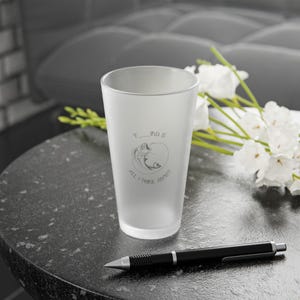 Funny Fishing Gift: Frosted 16oz Beer Pint Glass for Anglers