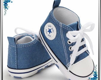 Baby denim shoes, Baby canvas shoes, Like converse, Birthday gift, Black denim baby shoes, Baby clothing, Cute baby shoes, Baby sneakers