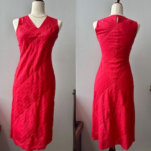 Vintage Red Cotton Sleeveless Dress