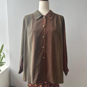 Vintage Print Langarm Shirt Top Bluse Gr M~L