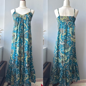 Vintage Paisley Boho Maxi Slip Dress Size S