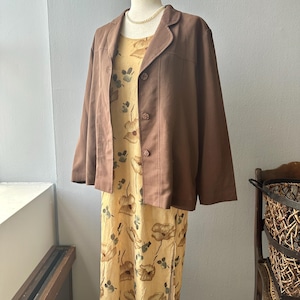 Vintage Floral Print Yellow Sleeveless Dress – Elegant Summer Dress