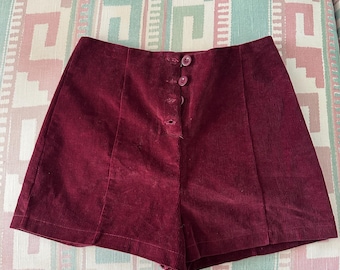 ヴィンテージコーデュロイ バーガンディ 綿100% 日本製 ウエスト26インチ ショートパンツ