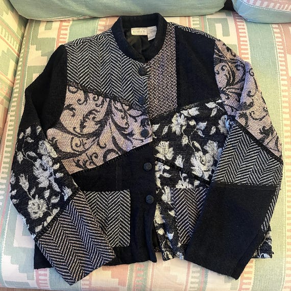 Vintage Patchwork Cropped Y2k Jacket - image 1