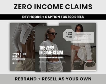 The Zero Income Claim Guide | DFY Hooks + Captions for 100 Reels | Instagram Reels Strategy in Faceless Digital Marketing | MRR + PLR Reels